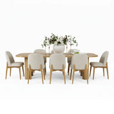 Baguette & Havana 86.5″ Rectangular Solid Oak Dining Table Set for 8 (9-Piece)