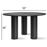 Baguette 52" Modern Oak Wood 3-Leg Round Dining Table