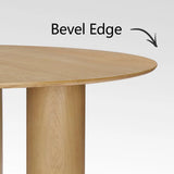 Baguette 52" Modern Oak Wood 3-Leg Round Dining Table
