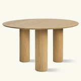 Baguette 52" Modern Oak Wood 3-Leg Round Dining Table