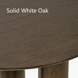 Baguette 52" Modern Oak Wood 3-Leg Round Dining Table