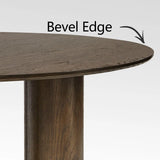 Baguette 52" Modern Oak Wood 3-Leg Round Dining Table
