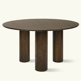 Baguette 52" Modern Oak Wood 3-Leg Round Dining Table