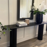 Baguette 70" Oval Black Solid Wood Console Table