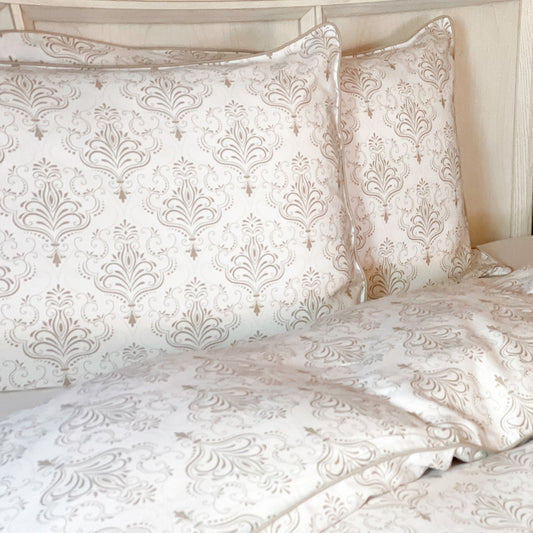 Bamboo Duvet Cover with Shams 3 Piece Set - Damask
