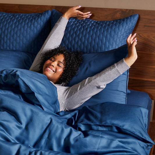 Bamboo Duvet Cover with Shams 3 Piece Set - Indigo