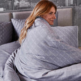 Bamboo Duvet Cover with Shams, 3pc - Platinum Geo