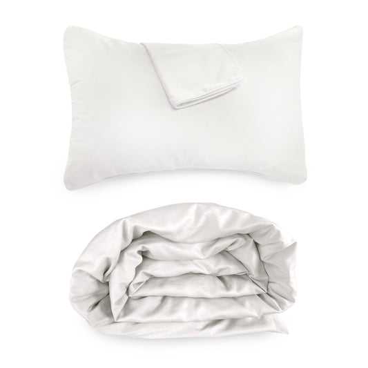 Bamboo Duvet Cover w/ Shams, 3pc - Full/Queen - White (New - Final Sale)