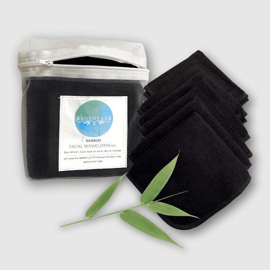 Bamboo Facial Washcloth 6 Piece Set - Black