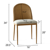 Barcelona Beige Rattan Upholstered Dining Chair (Set of 2)