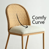 Barcelona 25.5" Beige Rattan Upholstered Counter Stool (Set of 4)