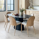 Barcelona Beige Rattan Upholstered Dining Chair (Set of 2)