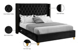Barolo Luxurious Velvet Wing Bed with Tufted Design and Gold Nailhead Accents for Elegant Bedrooms