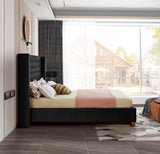 Barolo Luxurious Velvet Wing Bed with Tufted Design and Gold Nailhead Accents for Elegant Bedrooms