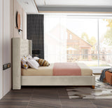 Barolo Luxurious Velvet Wing Bed with Tufted Design and Gold Nailhead Accents for Elegant Bedrooms