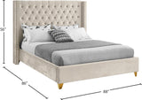 Barolo Luxurious Velvet Wing Bed with Tufted Design and Gold Nailhead Accents for Elegant Bedrooms