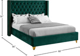 Barolo Luxurious Velvet Wing Bed with Tufted Design and Gold Nailhead Accents for Elegant Bedrooms