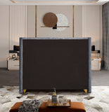 Barolo Luxurious Velvet Wing Bed with Tufted Design and Gold Nailhead Accents for Elegant Bedrooms