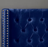 Barolo Luxurious Velvet Wing Bed with Tufted Design and Gold Nailhead Accents for Elegant Bedrooms