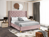 Barolo Luxurious Velvet Wing Bed with Tufted Design and Gold Nailhead Accents for Elegant Bedrooms