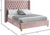 Barolo Luxurious Velvet Wing Bed with Tufted Design and Gold Nailhead Accents for Elegant Bedrooms