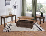 Bear Creek 3-Piece Lift-Top Cocktail Set, Brown (Lift-Top Cocktail & 2 End Tables)