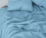 Sky Blue Linen Bed Sheet Set