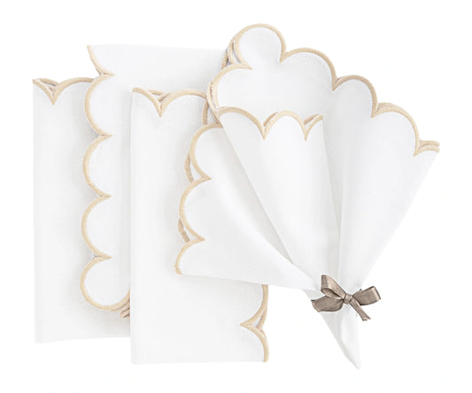 Linen Cloth Napkins - Scalloped