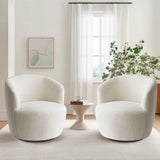 Bella Modern White Boucle Swivel Barrel Chair (1-Piece)