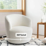 Bella Modern White Boucle Swivel Barrel Chair (1-Piece)