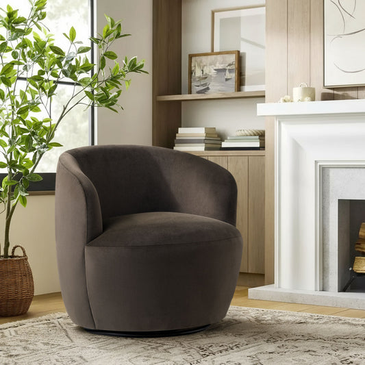 Bella Modern Velvet Swivel Barrel Chair (1-Piece)