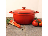 BergHOFF Neo 5pc Cast Iron Dutch Oven Set with 10" Fry Pan, 3qt. & 5qt., Orange