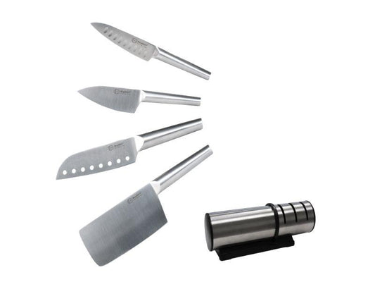 BergHOFF Straight 5pc 18/10 Stainless Steel Specialty Knife Set with 3-in-1 Sharpener