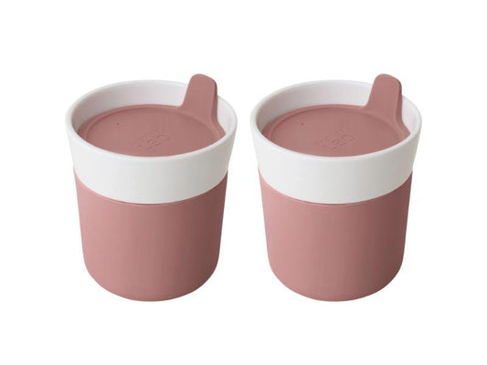 BergHOFF Leo 8.4oz. Porcelain Travel Mug, Pink, Set of 2