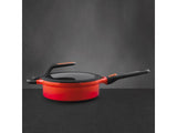 BergHOFF GEM Cast Alum Non-stick 9.5" Covered Saute Pan 3.5Qt., Carribean Red, Stay Cool