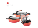 BergHOFF GEM Cast Alum Non-stick 9.5" Covered Saute Pan 3.5Qt., Carribean Red, Stay Cool