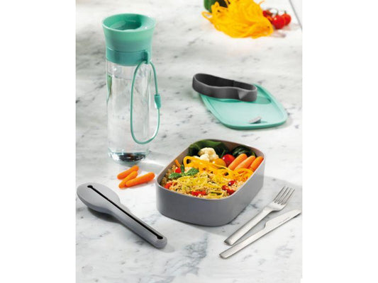 BergHOFF Leo Water Bottle, Flatware & Bento Box Lunch Set, Green
