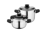 BergHOFF Essentials 2Pc 18/10 Stainless Steel Pressure Cooker Set 7.4 Qt & 4.2Qt