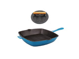 BergHOFF Neo 2pc Cast Iron 11" Grill Pan with Slotted Steak Press, Blue