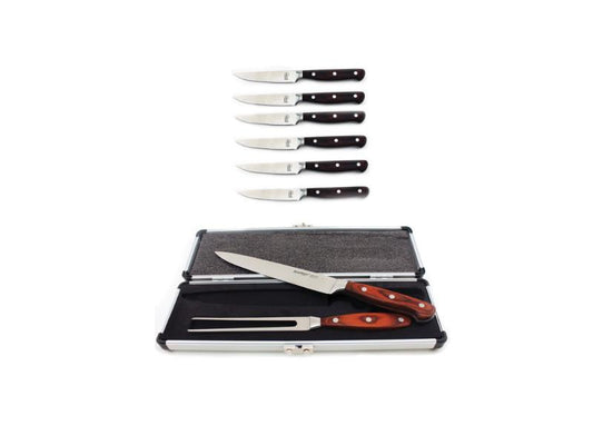 BergHOFF Pakka Wood 9pc Stainless Steel Steak & Carving Knife Set