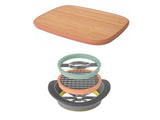 BergHOFF Leo All-in-One Slicer, 14.5" Bamboo Cutting Board, Interchangeble Blades