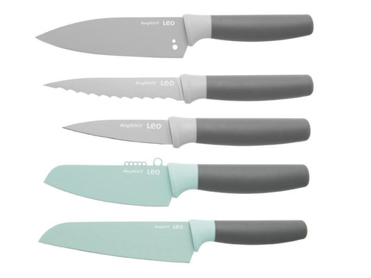 BergHOFF Leo 5Pc Kitchen Knife Set, Stainless Steel , Multicolors