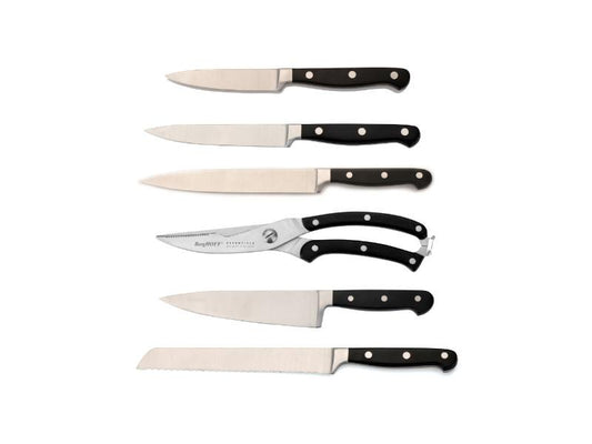 BergHOFF Essentials 6Pc Triple Riveted Knife Set, Stainless Steel, Poultry Shears, ABS Handle