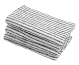 Black Linen Striped Napkins - 100% Pure Linen