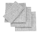 Black Linen Striped Napkins - 100% Pure Linen