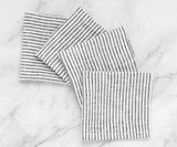 Black Linen Striped Napkins - 100% Pure Linen