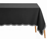 Rectangle Black Tablecloth - White Edges