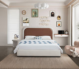 Blake Contemporary Bed with Cream Linen Fabric and Soft Padded Headboard for Modern Bedrooms