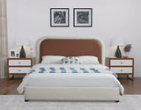 Blake Contemporary Bed with Cream Linen Fabric and Soft Padded Headboard for Modern Bedrooms