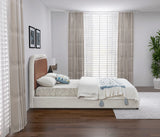 Blake Contemporary Bed with Cream Linen Fabric and Soft Padded Headboard for Modern Bedrooms